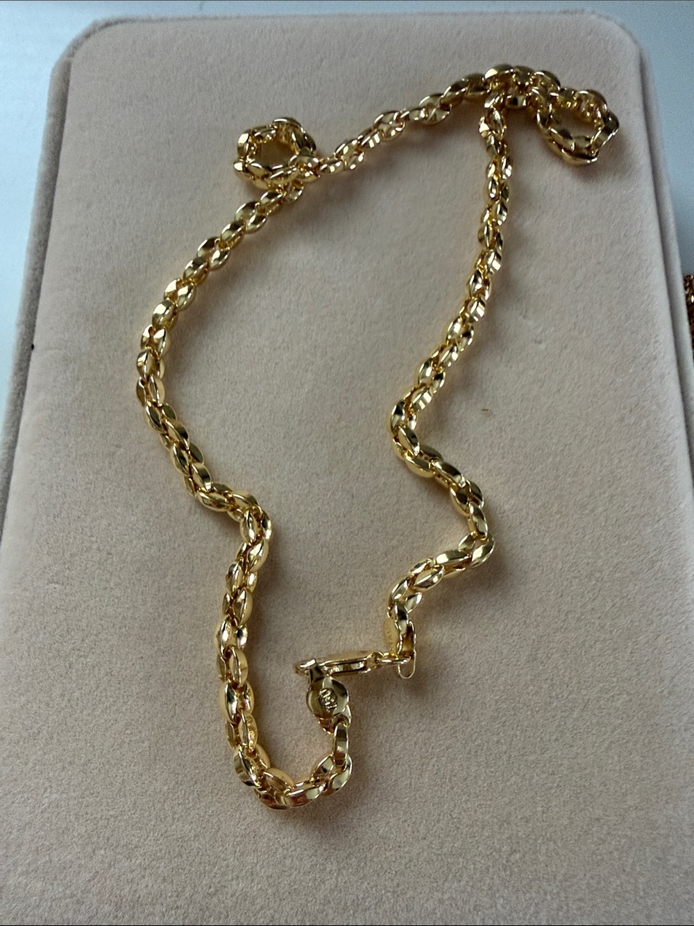 Gold Tone Rope Chain Necklace - great quality necklace marked 750